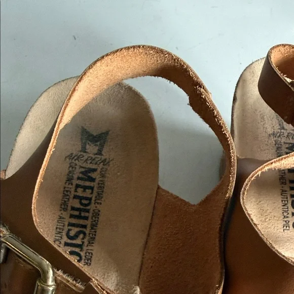 Mephisto Brown Leather Slingback Sandals - Picture 2 of 9